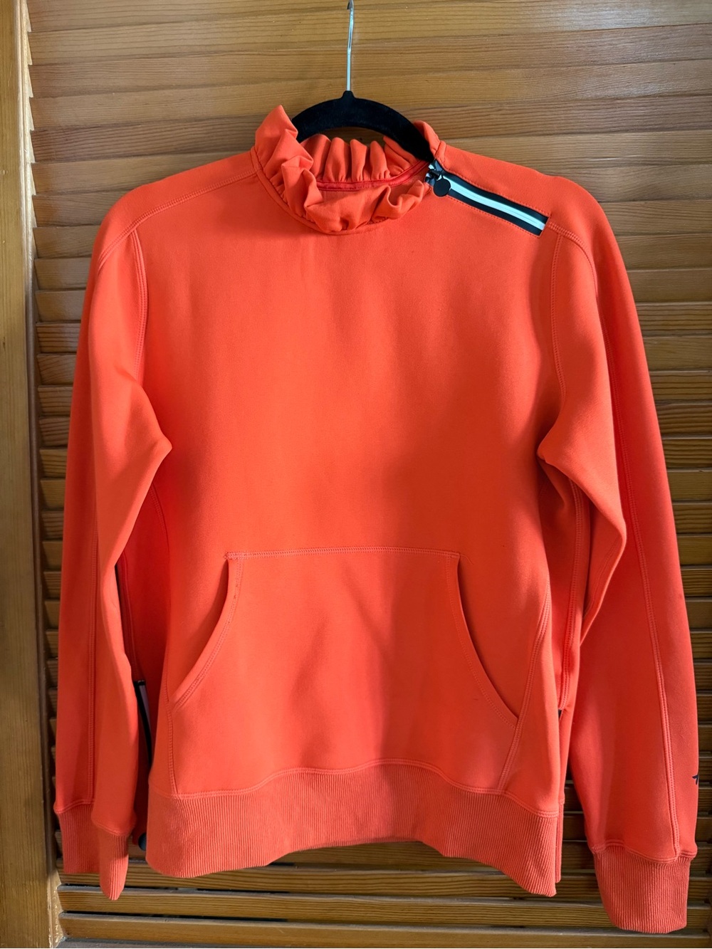 Orange Funnel Neck Pullover Athletic Sweater